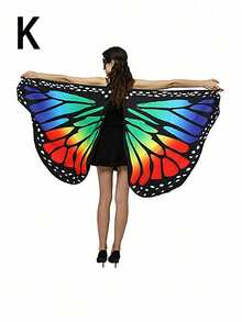 购买一件产品：一款仙女披肩，饰有蝴蝶翅膀，双面印花紫色蝴蝶翅膀图案。这款蝴蝶披肩适合女孩和女士，也适合圣诞节和其他节日装扮。 - 彩色 - 查看 13