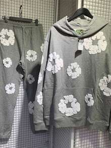 2025 New Men And Women Kapok Printed Street Style Loose Hoodie - 灰色 - 查看 4