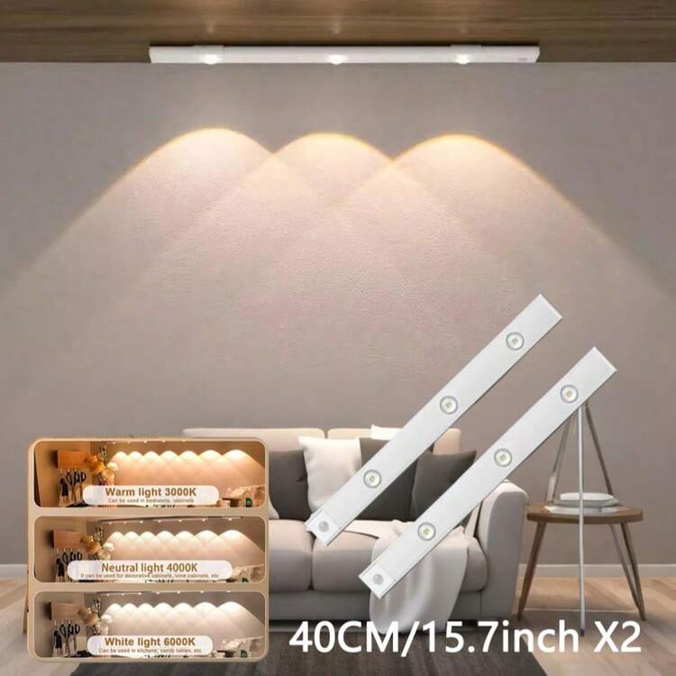 1入組超薄usb可充電3模式色溫led燈帶感應器,適用於廚房、臥室、櫥櫃、衣櫥、樓梯、走廊 - 白色 - 查看 18