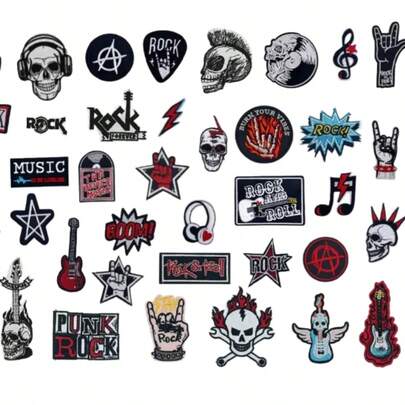 12개 히피 펑크 록 카툰 어드벤처 재미있는 멋진 스티커 재봉 패치 DIY 의류 액세서리 자수 재봉 다리미 패치 의류, 바지, 신발, 가방용