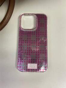 粉色格子图案可爱硅胶手机壳，适用于 16 Pro Max/17/12/14 Pro/15 Pro Max/13/XS Max，简约防震全包保护 - 粉色 - 查看 16