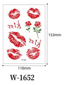 Nouveaux autocollants de tatouage de lèvres pour la Saint-Valentin, autocollants de tatouage temporaire de baiser de lèvres rouges en forme de cœur pour couple unisexe