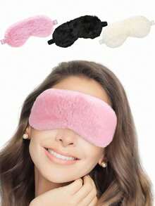 1pc Plush, Warm, Comfortable, And Light-Blocking Sleep Mask. Soft Plush Eye Mask - Eye Patch - Nap Health Eye Mask - Silk Plush Sleep Eye Mask - Comfortable Eye Mask - Colorful Satin Nighttime Light-Blocking Eye Mask - A Small Gift Or Surprise For A Friend. - Multicolor - View 2