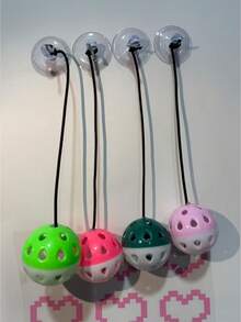4pcs (Random Color) Interactive Cat Toys: Lizard Bell Ball With Suction Cup & String - Keep Your Cat Entertained! Random Suction Cup Color - Multicolor - View 9