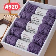 5pcs/Pack Chunky Knitting Yarn, Alpaca Knitted Blend, Handmade Sweater, Scarf, Jacket Knitting Supplies - 5-pack - View 19