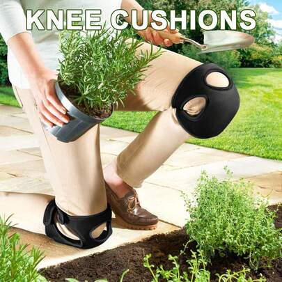 1双防水园艺护膝，黑/绿配色，防滑可调节弹力带，加厚泡沫护膝，适用于园艺、家务、建筑、维修工作