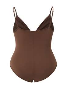 Bodysuit Gestante Parara, Design de Alça Fina Elegante, Versátil para Sobreposição, Uso Casual Diário, Adequado para Halloween, Natal, Verão - Castanho - Visão 5
