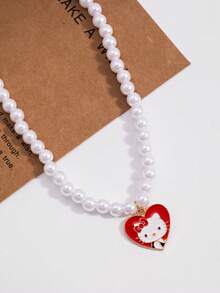 SANRIO 1件三丽鸥Kitty卡通人物合金吊坠串珠项链，送给好朋友的绝佳礼物 - 彩色 - 查看 2