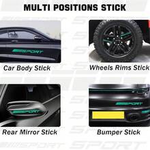 Pincuttee 14pcs Car Decal Stickers,Wheel Rim Decal Sticker,Sport Logo Reflective Stickers,Sport Emblem Car Rear Bumper Sticker,Rear Mirror Decals For Vehicles(Red,14PCS)