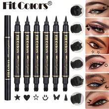 Fit Colors Juego de delineador de ojos 2 en 1 con sello de estrella, delineador de ojos resistente al agua con forma de corazón y flor de ciruelo, herramienta de maquillaje de secado rápido adecuada para fiestas y maquillaje de escenario