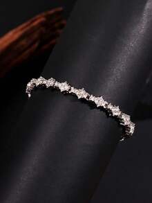 1pc Fashionable High-End Minimalist Unique Personalized Full Diamond Cross Flower Chain Men's Bracelet, Suitable For Daily Commute, Holidays, Parties, Men's Jewelry - Multicolor - View 4