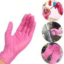 [Disposable Gloves For Kitchen] 50pcs Multi-Color Disposable Nitrile Gloves For Kitchen, Pet Bathing, Hair Dye, Manicure & Food Prep - Essential Household Cleaning Supplies, Small Tools, Disposable Apparel - Black - View 4