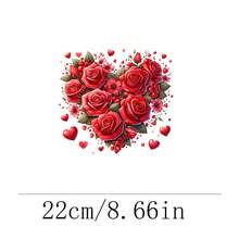1pc/2pcs/3pcs Valentine's Day Heart Flower Iron-On Stickers, Heat Transfer Printing Suitable For DIY Pillow, T-Shirt, Clothing, Canvas Bag, Hoodie, Backpack, Jeans - Multicolor - View 2