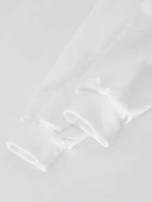 两件套个性风格少女套装，白色卡通图案圆领长袖上衣搭配卡其色宽松口袋阔腿裤，时尚设计，适合春秋季穿着。 - 白色 - 查看 7