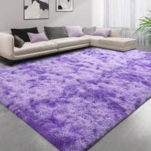 Tie-Dye Purple Shaggy Rug, With Rubber Backing, Rug Tape, Suitable For Bedrooms, Living Rooms, Dormitories, Home Decoration, Upgraded Anti-Slip, Fluffy, Moisture-Proof, Easy To Clean - Tie-dye Purple - View 4
