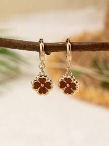 1 Pair Fashionable Boho Style Dangle Flower Earrings