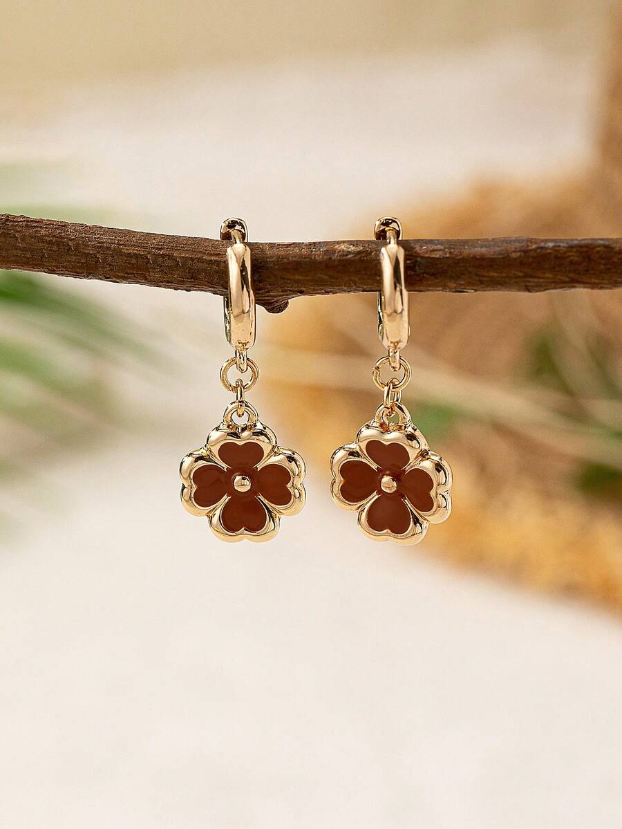 1 Pair Fashionable Boho Style Dangle Flower Earrings
