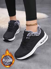 36-45 Neue Damenschuhe, Plüschfutter Flache Schuhe, Dicke Sohle Outdoor Laufschuhe, Luftpolster Lässig Sneaker