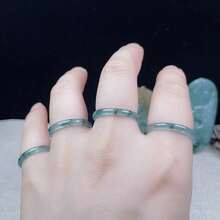 3毫米可叠戴天然翡翠绿石风水幸运戒指，女士款，单枚真宝石结婚戒指，低过敏性精致首饰，理想的幸运礼物，美国尺码4-12 - 藍綠色 - 查看 3