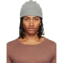 Rick Owens Gray Concordians Ribbed Beanie |  | Men Baseball Cap - Default - View 1