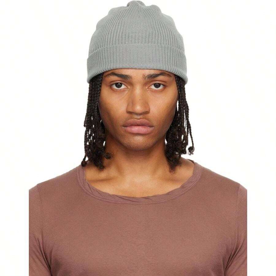 Rick Owens Gray Concordians Ribbed Beanie |  | Men Baseball Cap - Default - View 1