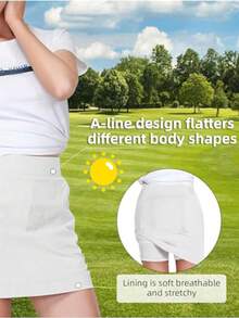 CAMEL CROWN 女士运动裙，高尔夫休闲网球裙，收腹，UPF 50+，速干带口袋 - 白色 - 查看 5