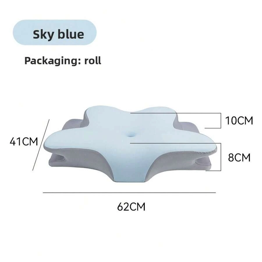 New Memory Pillow Slow Rebound Protects - Memory Cotton Material Space Cervical Vertebral Pillow Comfort - Sky Blue - View 1