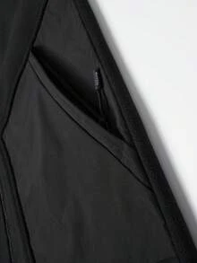 Chaqueta de forro polar gruesa para hombres, chaleco con bolsillos, forro cálido, chaqueta sin mangas con cremallera, adecuada para actividades al aire libre en otoño e invierno. - Negro - Ver 10