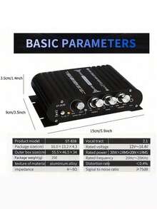 Este mini amplificador digital de 2.1 canales cuenta con un potente subwoofer y ofrece sonido estéreo de alta fidelidad. Adecuado para altavoces pasivos, ordenadores, televisores, teléfonos móviles, coches y sistemas de cine en casa, su diseño compacto y portátil lo hace ideal para música y cine en casa. Disponible en blanco y negro (se envían colores aleatorios). - Negro - Ver 8