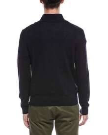 Bruno Magli Plaited 1/4-Zip Merino Wool Mock Neck Sweater - Navy - 查看 3