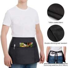 2 Pack Waitress Half Aprons With 3 Pockets, 12 Inch Black Waist Aprons For Servers, Water & Oil Resistant Aprons For Women Food Service Aprons - 3 Pack - 查看 5