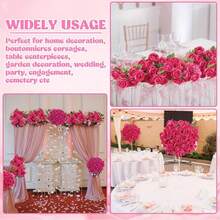 100pcs Artificial Rose Flowers, Red Rose, Fake Roses, Suitable For DIY Wedding Bouquets, Tabletop Decor, Bridal Shower, Valentine's Day Decoration, Baby Shower, Home Decor, Indoor & Outdoor Decoration - Hot Pink - View 7
