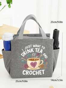 Bolsa de almacenamiento tejida de gran capacidad - Con diseño de cremallera, bolsa de artesanía de poliéster lavable a máquina, adecuada para tejer, ganchillo, tejer - Regalo perfecto para entusiastas del tejido (Rojo), Bolso de tela estampado, Bolsa de almuerzo con cierre de cremallera , Bolsa de almuerzo para mujeres, Lonchera para la escuela para viajar, Bolsa portátil impermeable, Bolsa de almuerzo aislada, Lonchera - Multicolor - Ver 4