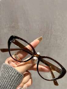 1 Pair Of Light Cool Brown Glasses For Women – Boasting An Oval Frame With A Mild Retro Flair - Màu trà lạnh - Xem 2