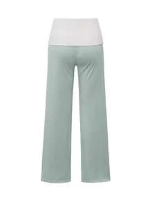 Sunny Girly Spring Women's Back To School Striped Straight-Leg Pants, With A White Ruffled Waist Design, Suitable For Valentine's Day Wear - Green - View 4