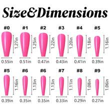 Long Coffin Nails - 100pc Hot Pink Press Ons, XL Fake Nails, Full Cover Acrylic Pink Ballerina Nails For Women & FFgirls{Inchcolor_nameinch:InchHotPinkinch} - 亮粉紅色 - 查看 6