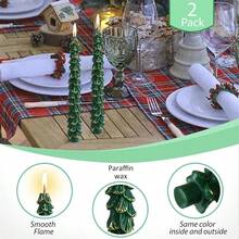Christmas Tree Candle Gold Candlesticks - 10inches Unscented Tree Shaped Green Taper Candles Decorative Tapered Candles For Holiday Christmas Party Dinner Table, 2pcs{Inchcolor_nameinch:Inch2PCTREE-GOLDinch,Inchsize_nameinch:Inch10INCHinch} - 2PCTREE-GOLD - 查看 9