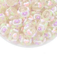 10 hạt phát sáng trong bóng tối phong cách Y2K - Hạt nhựa màu kem vẽ tay đế trong suốt có họa tiết nho/dâu tây/anh đào, vòng tay tự làm, vòng cổ, móc khóa, dây đeo điện thoại, dây đeo túi, quà tặng thủ công - Nhiều màu - Xem 14