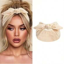 Women Bow Rabbit Ear Headbands, Boho Style Extra Wide Cute Rabbit Ear Knotted Headbands, Halloween Headpiece, Fall, Women Headwrap, Elastic Solid Bow Hair Accessories, Suitable For Fitness/Yoga/Sports/Outdoor, Solid Color Casual Headbands, All Season Winter Scarf - 彩色 - 查看 15