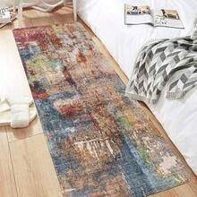Famibay - Alfombra de pasillo de 2 x 6 pies moderna abstracta con respaldo de goma lavable antideslizante de pelo bajo suave para pasillo entrada baño recámara rojo/multi - 2x6 pies - Ver 2