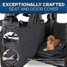 狗狗后座延伸垫 – 曾亮相《创智赢家》节目 – 适用于轿车、SUV 和中型卡车的硬底平台，承重 400 磅，防水 – 狗狗专用硬质后座垫 - 黑色 - 查看 4