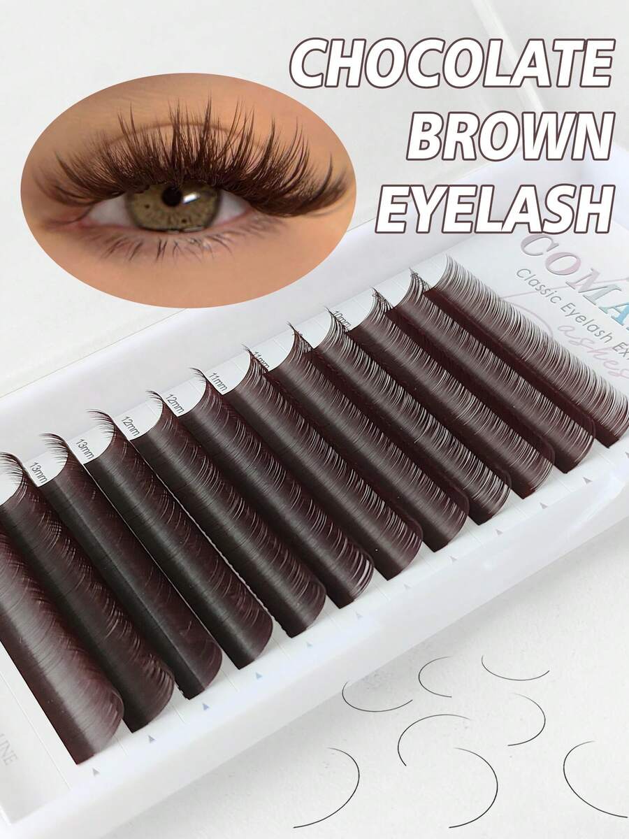 CoMango 12 Rows C/CC/D/L/M Curl Synthetic Mink Hair Individual Eyelash Extensions, 8-15mm High Quality Natural Silk Matte False Eyelashes
