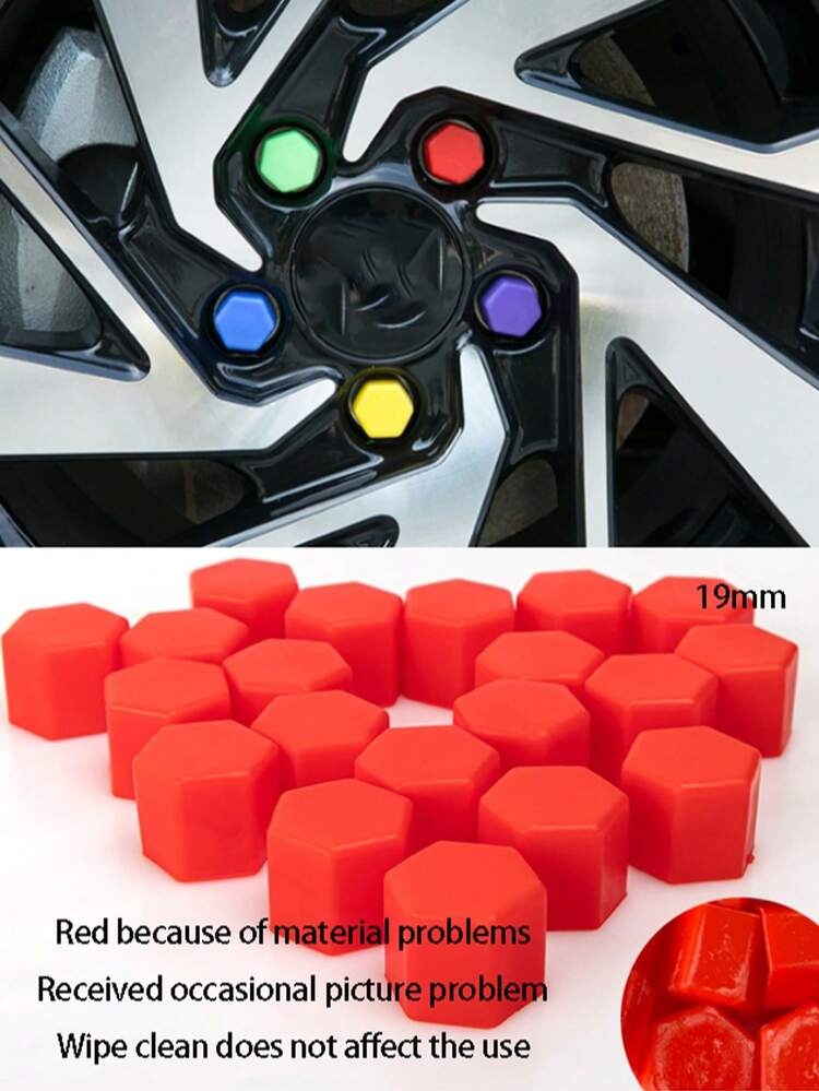 20个装汽车轮毂轮胎罩，螺母保护罩，轮胎螺丝罩，轮胎防尘装饰罩，适用于19mm螺母，用于汽车轮毂，外部配件 - 彩色 - 查看 12