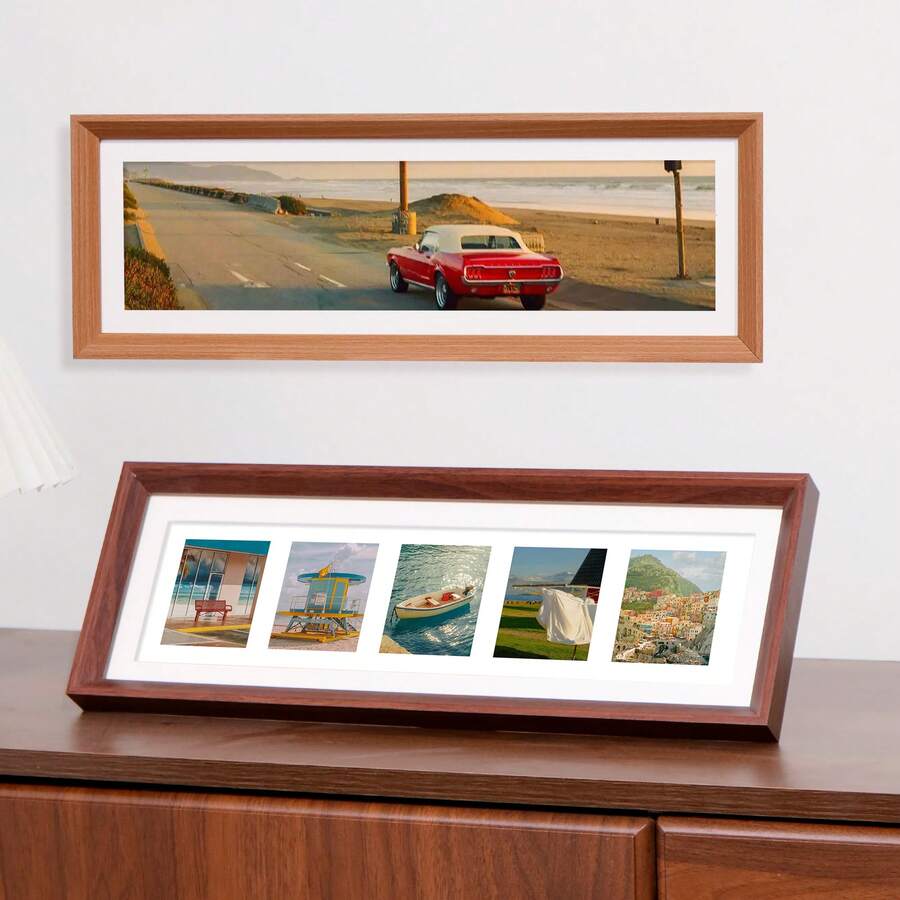 1个5x15.75英寸拼贴相框，经典复古风格相框装饰，画廊风格海报框 - 可竖放或横放，适用于家庭照片、个人肖像，适合卧室、客厅、办公室、酒店装饰，是圣诞节、情人节、母亲节、父亲节、毕业典礼的完美礼物。