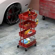 Kitchen Spice TrolleySimple Houseware Carro multifuncional de 4 niveles con cubos colgantes rojoKitchen Spice Trolley - rojo - Ver 5