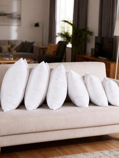 6-pack silikonfyllda dekorativa kuddinlägg – 30x50 cm (250 g) / 40x40 cm (290 g) / 45x45 cm (400 g) / 60x60 cm (710 g) – Mjukt Tela-tyg, långvarig och hygienisk fyllning – Tillverkad i Turkiet