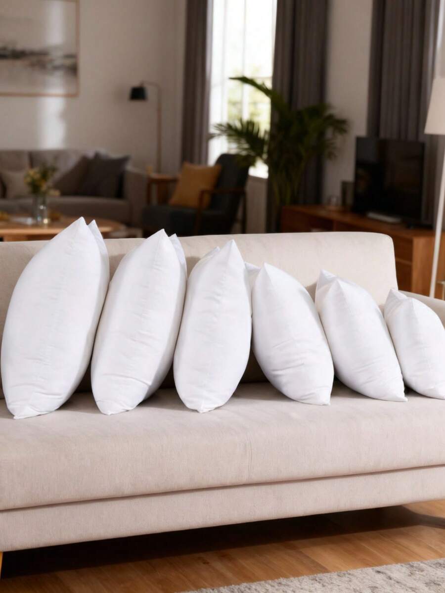 6个装硅胶填充装饰枕芯 – 30x50厘米（250克）/ 40x40厘米（290克）/ 45x45厘米（400克）/ 60x60厘米（710克） – 柔软Tela面料，持久耐用且卫生填充物 – 土耳其制造 - 白色 - 查看 1