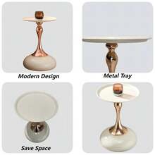 Modern Martini Table,Small Round Side Table For Living Room,15''End Table With Metal Base,White Circle Bedroom Table And Nightstand,Balcony Table For Tea,Corner Accent Table For Living Room/Bedside/Couch/Sofa - trắng - Xem 7