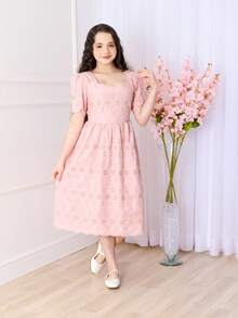 Junior Lace Dress - Baby Pink - View 1
