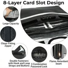 XXCV 6200°F Fireproof Document Bag With Lock 15x 11.8 Inch Fire Proof Bag For Documents With Zipper Water Resistant Fireproof Envelope With Reflective Strip Fireproof Money Bag Pouch Black - Black - View 3